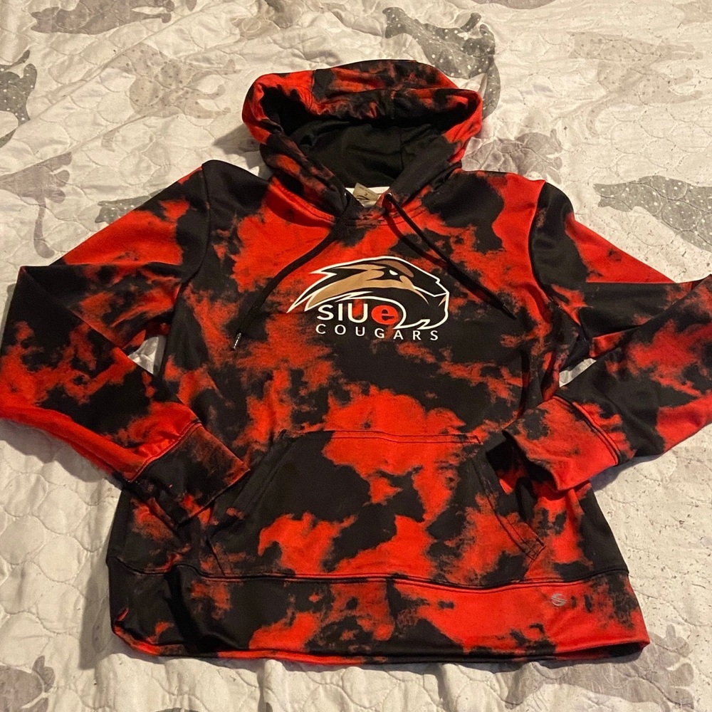 💵SIUE Red and Black Tie Dye Hoodie